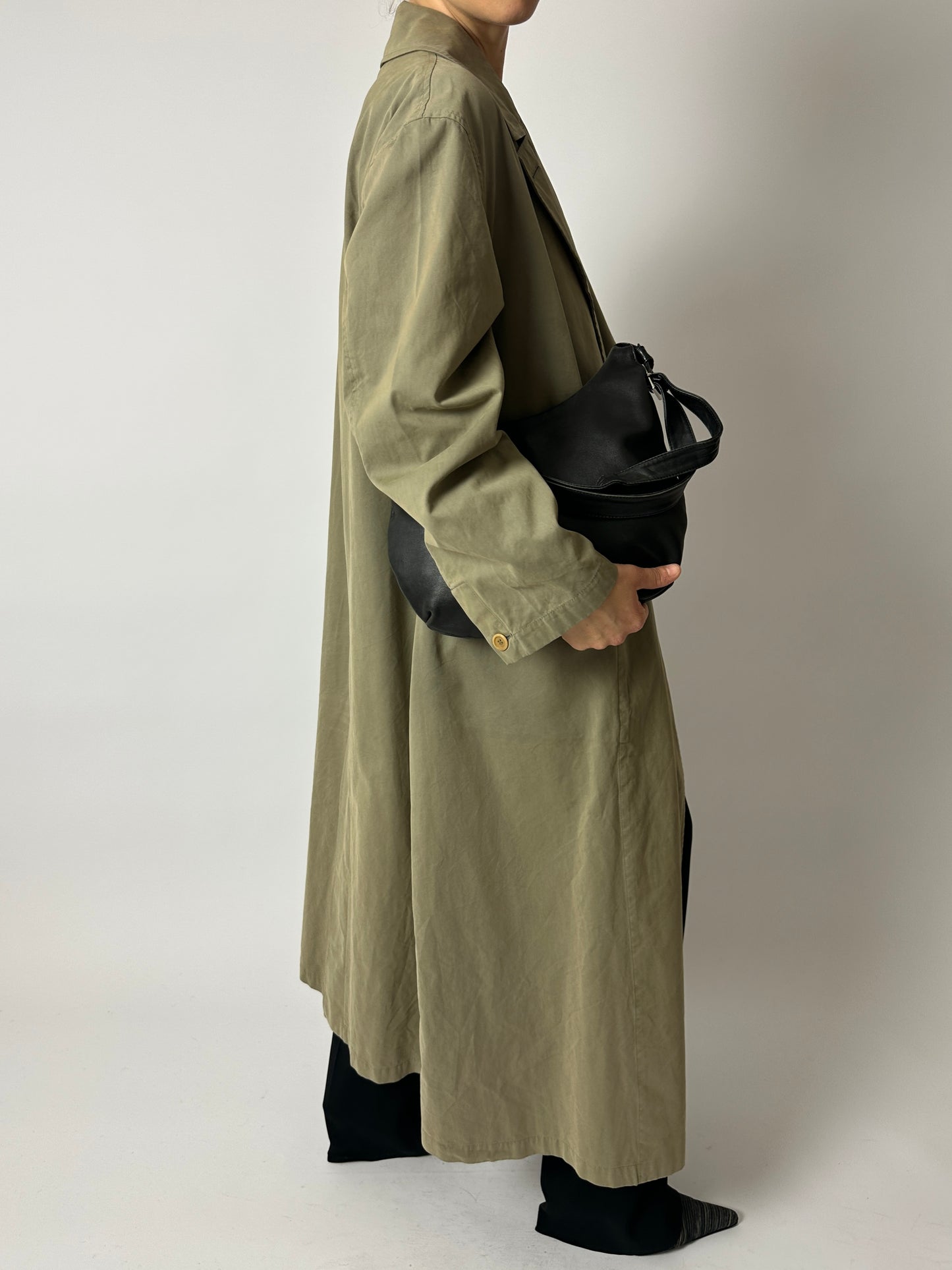 Long trench coat | Khaki green