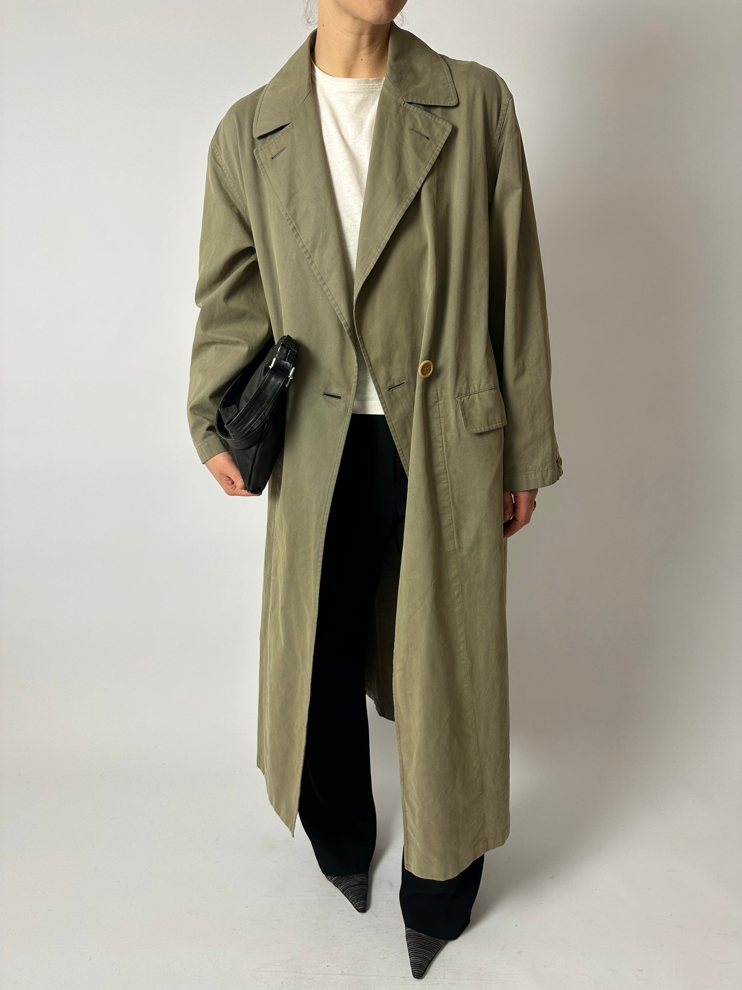 Long trench coat | Khaki green