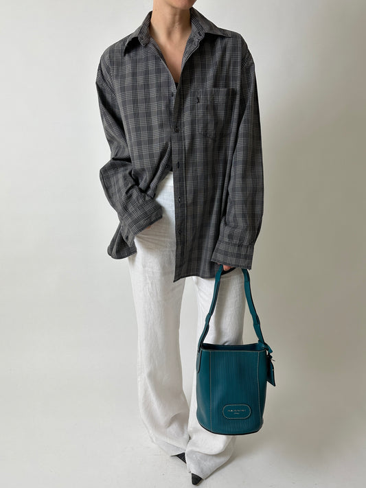 Relaxed checked shirt | Grey / White