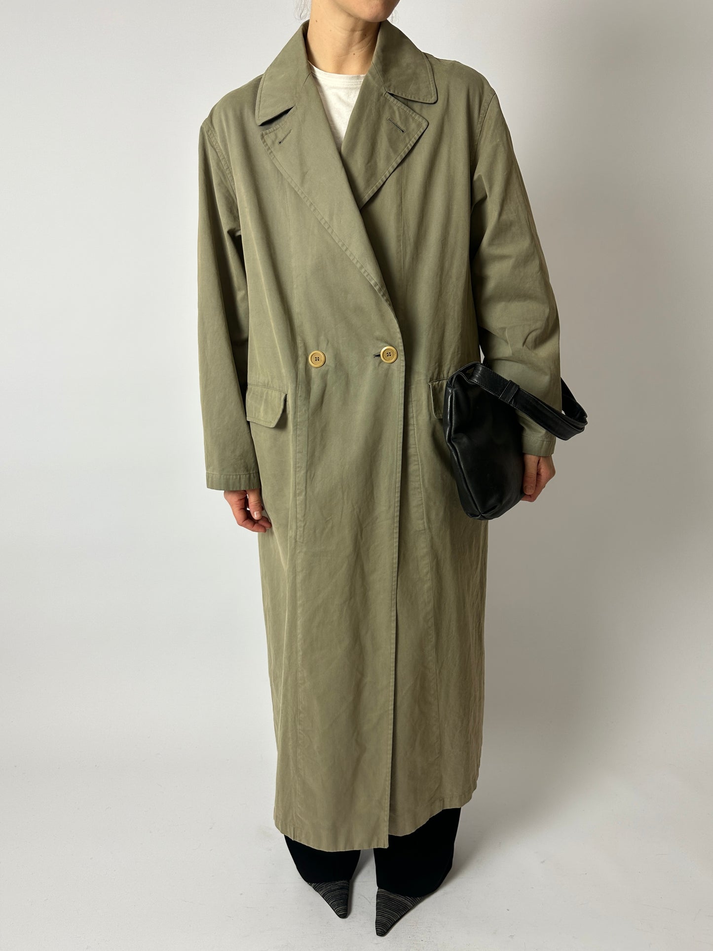 Long trench coat | Khaki green