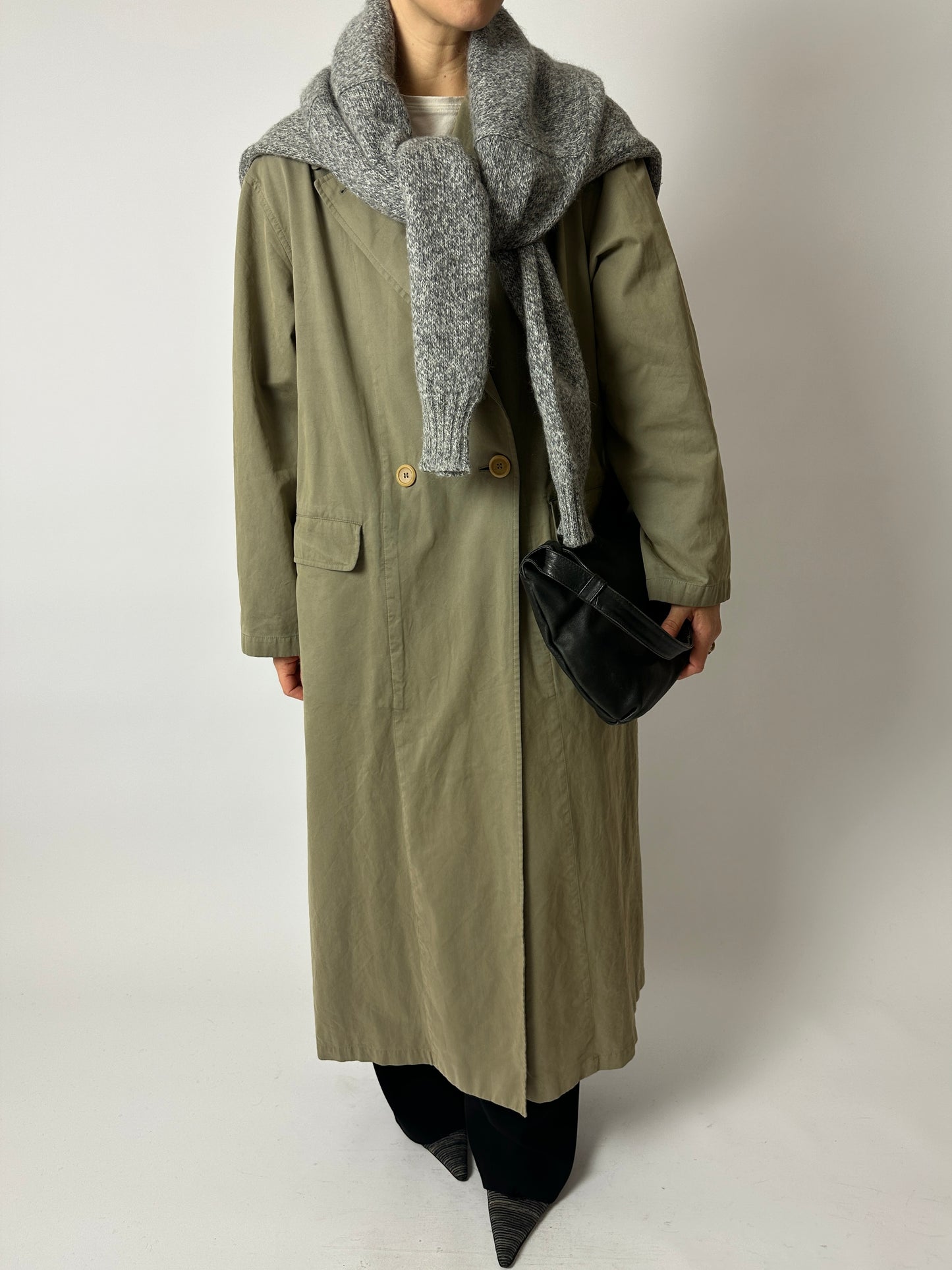 Long trench coat | Khaki green