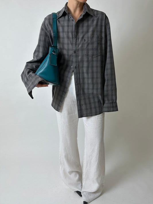 Relaxed checked shirt | Grey / White