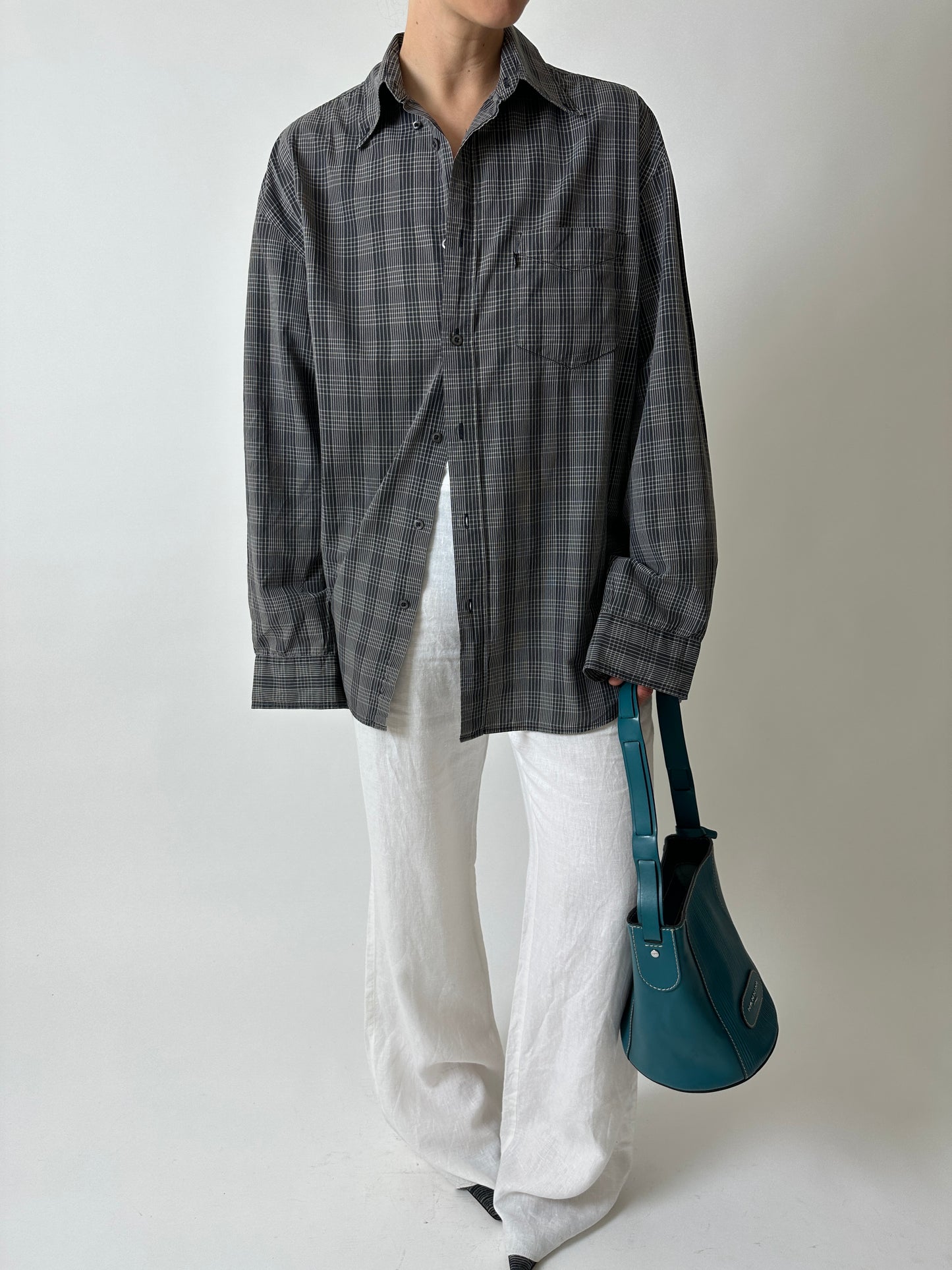 Relaxed checked shirt | Grey / White