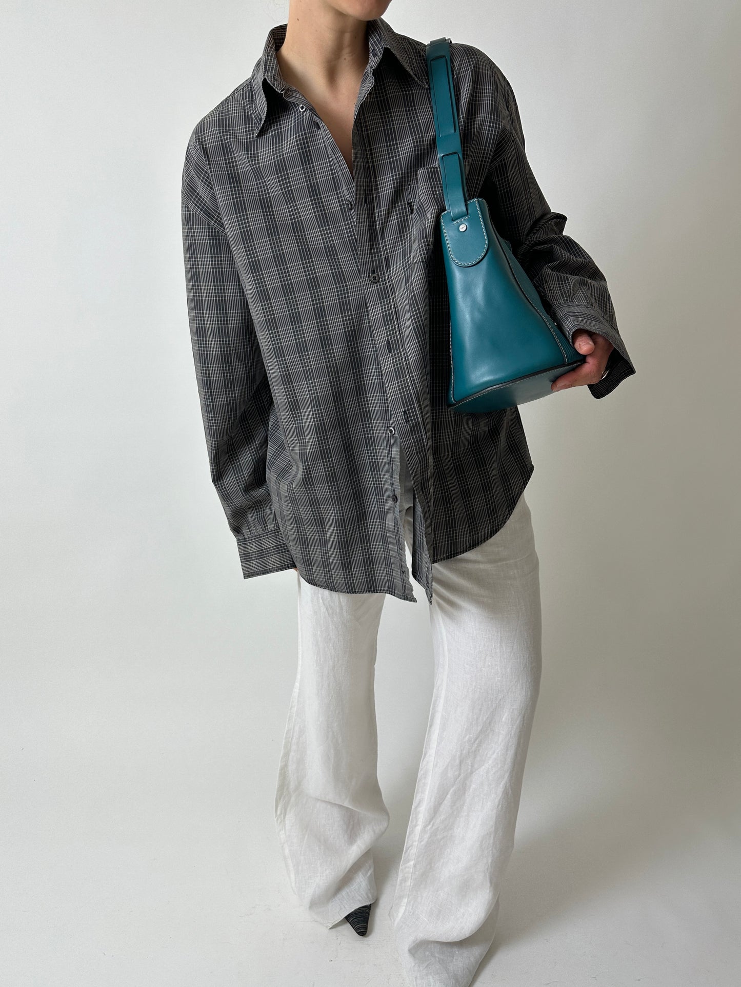 Relaxed checked shirt | Grey / White