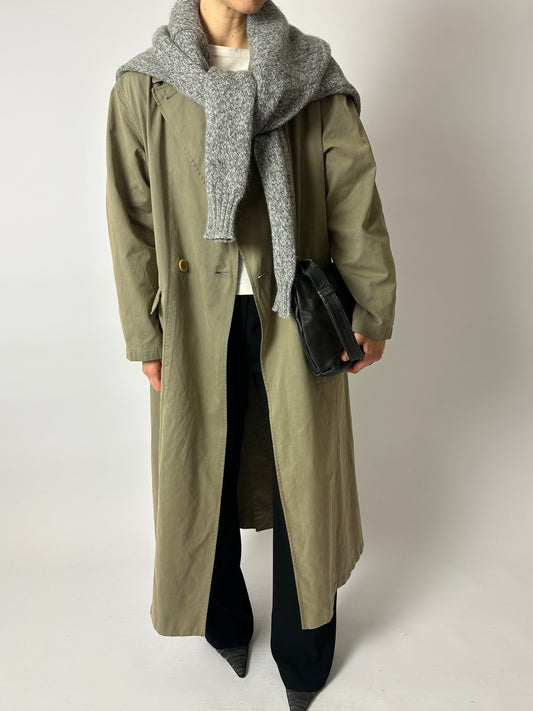 Long trench coat | Khaki green