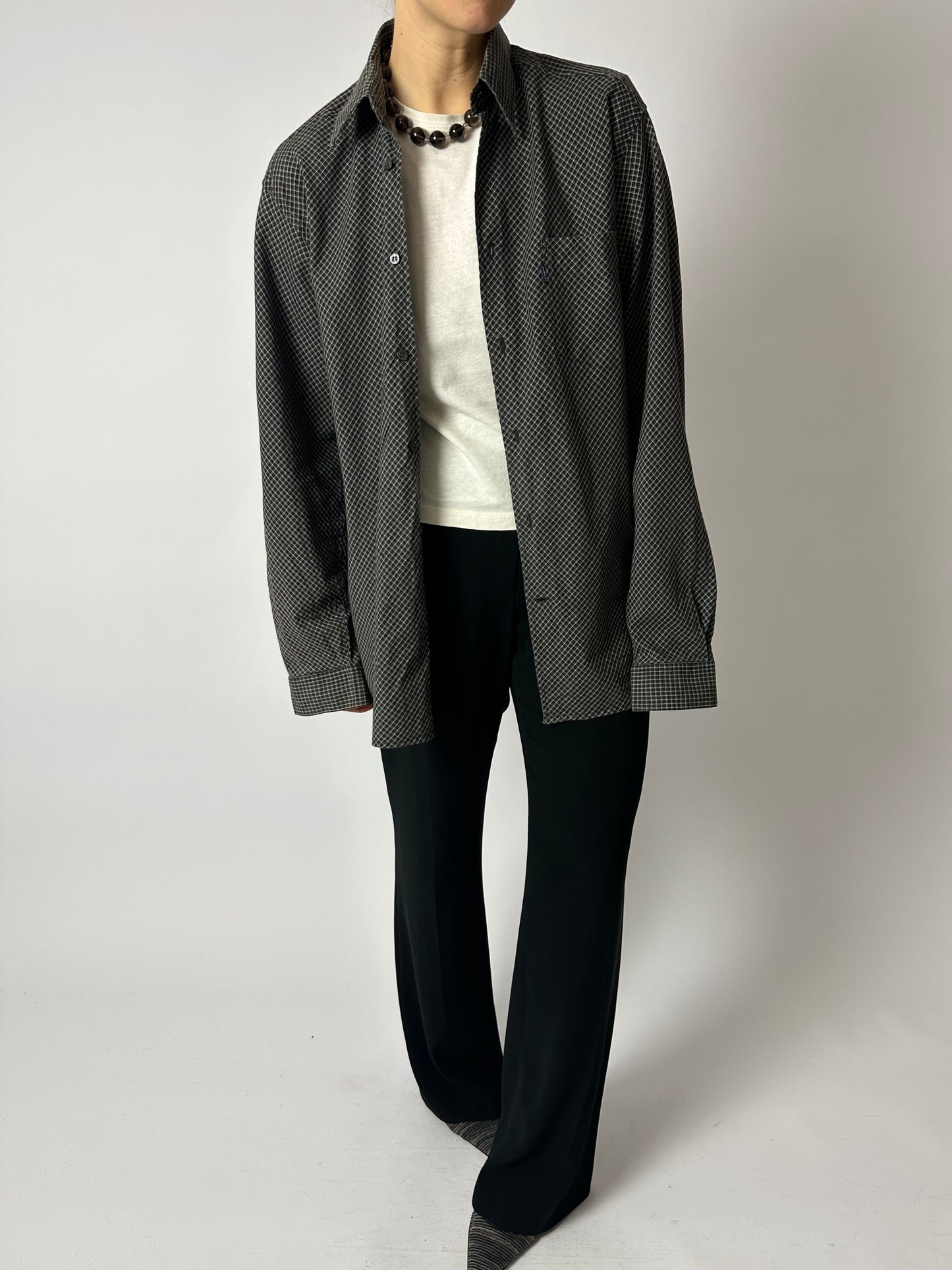 Relaxed checked shirt | Black / Beige
