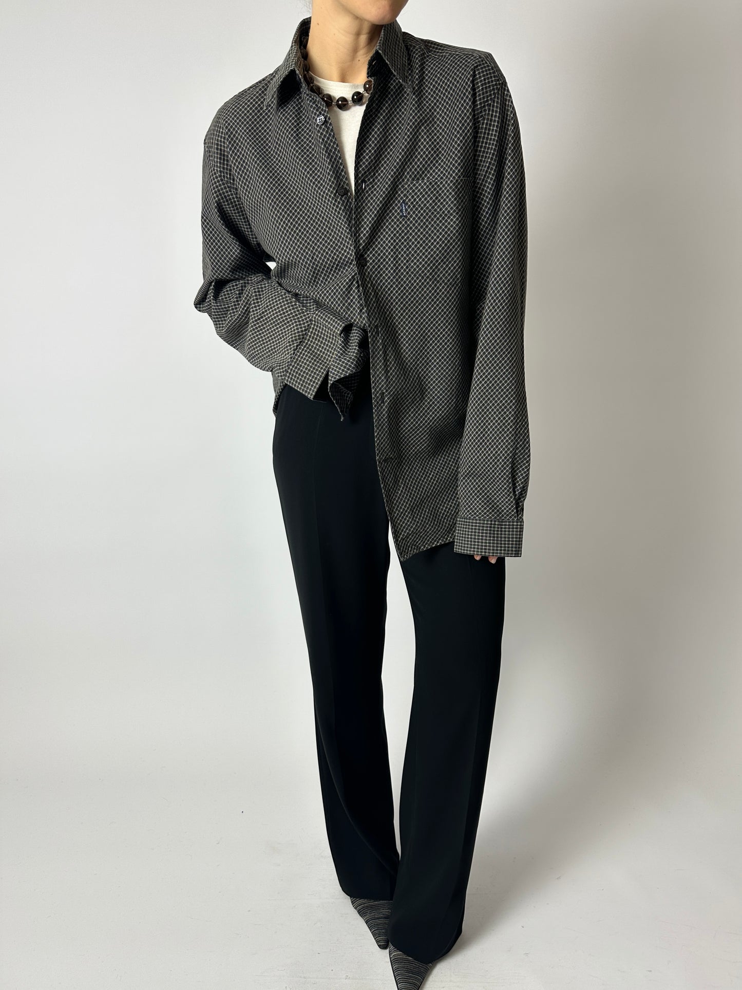 Relaxed checked shirt | Black / Beige
