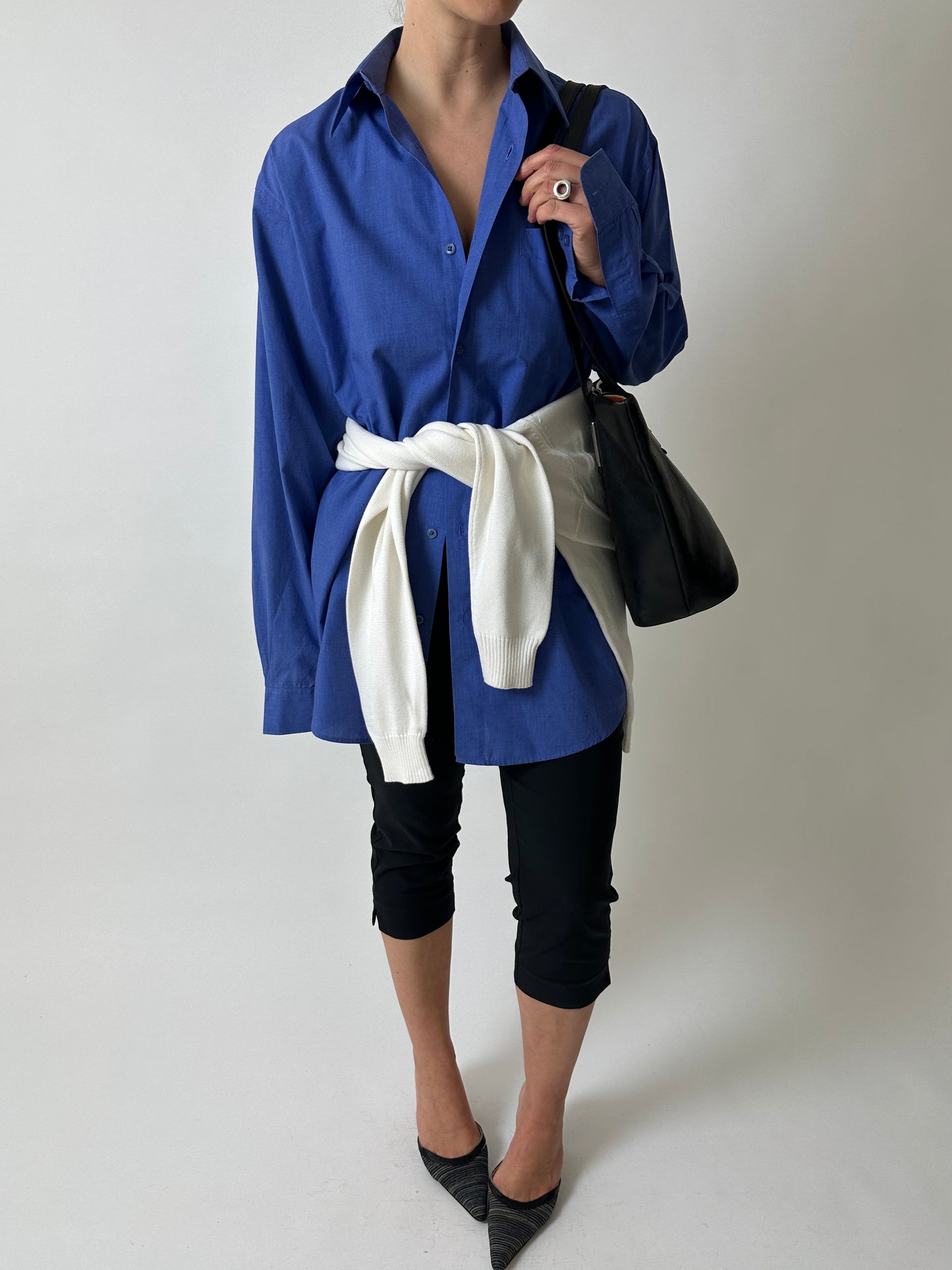 Cotton v-neck sweater | White
