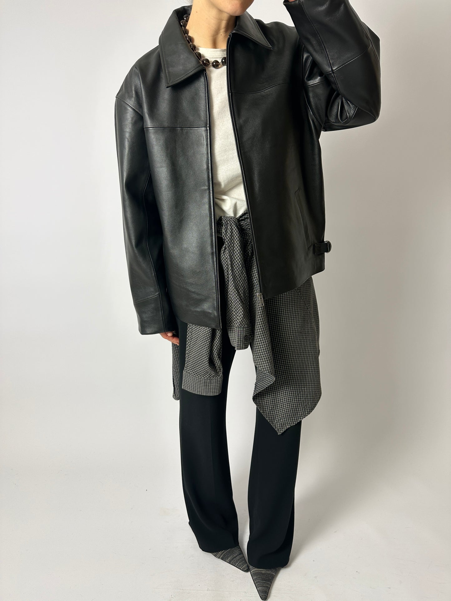 Relaxed checked shirt | Black / Beige