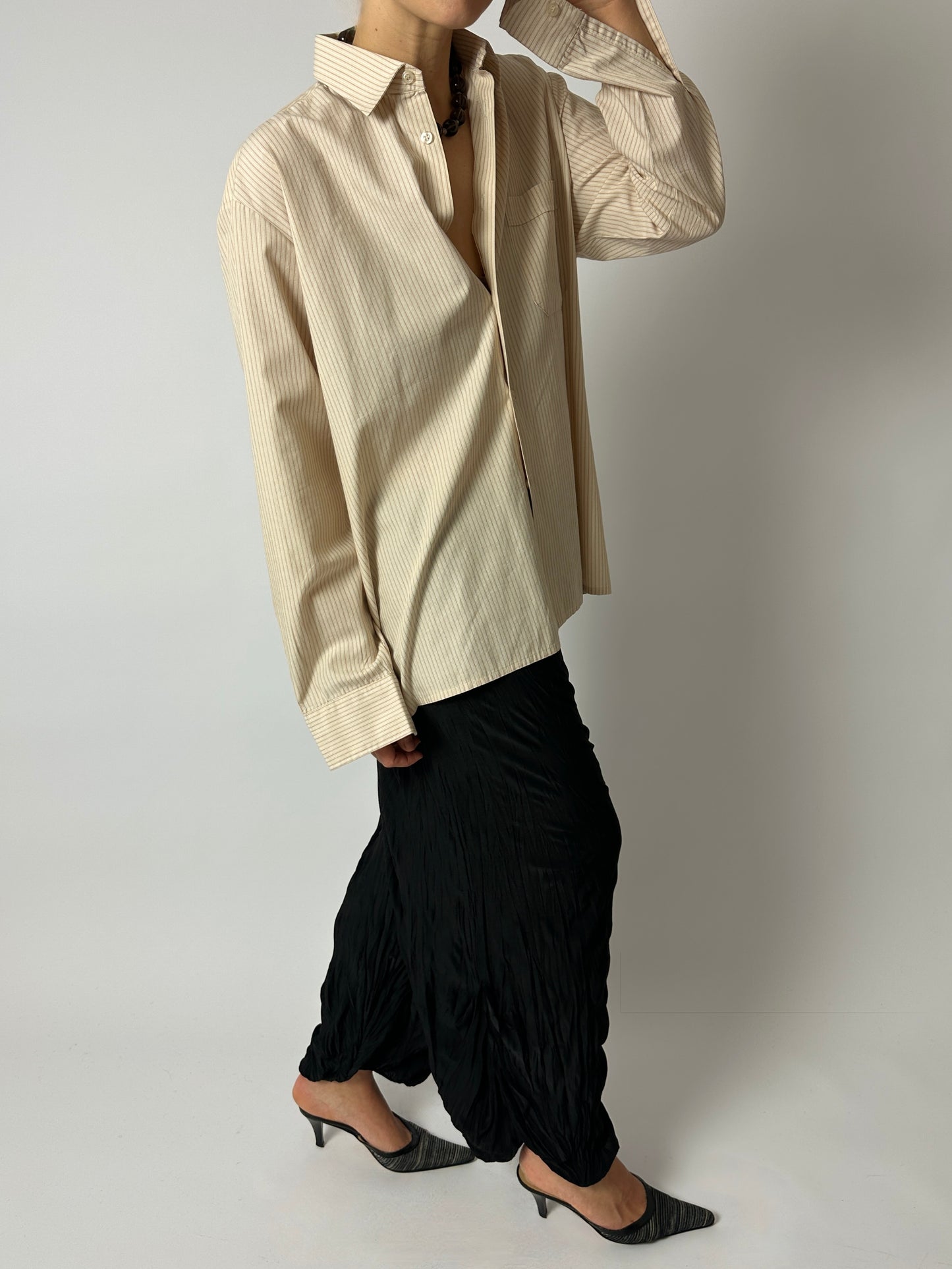 Relaxed striped shirt | Ecru
