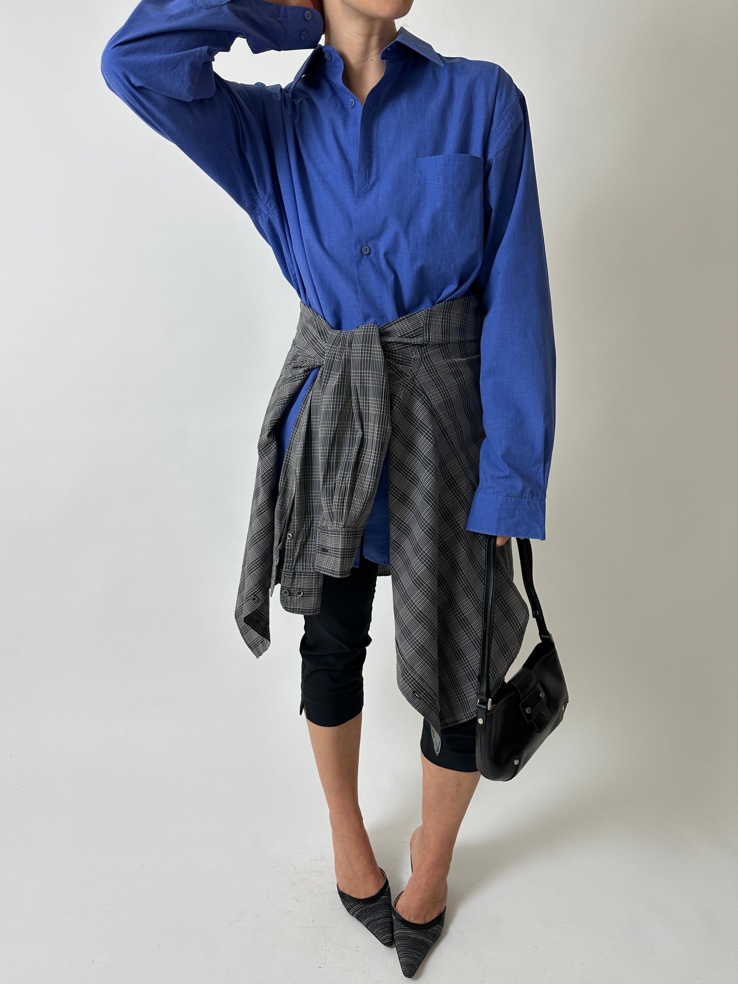 Relaxed checked shirt | Grey / White