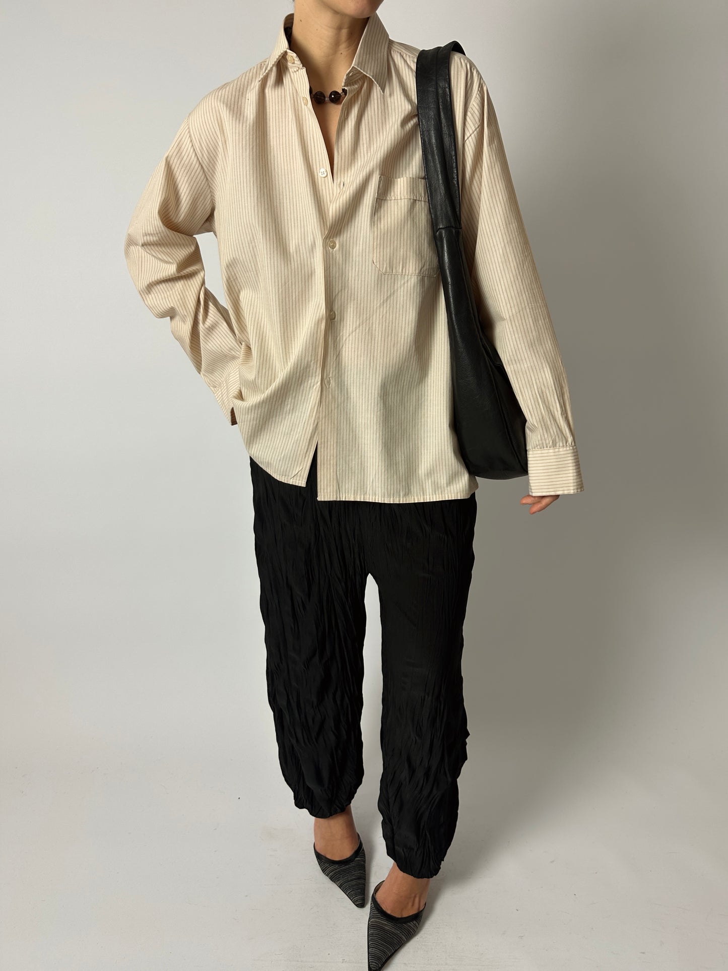 Relaxed striped shirt | Ecru