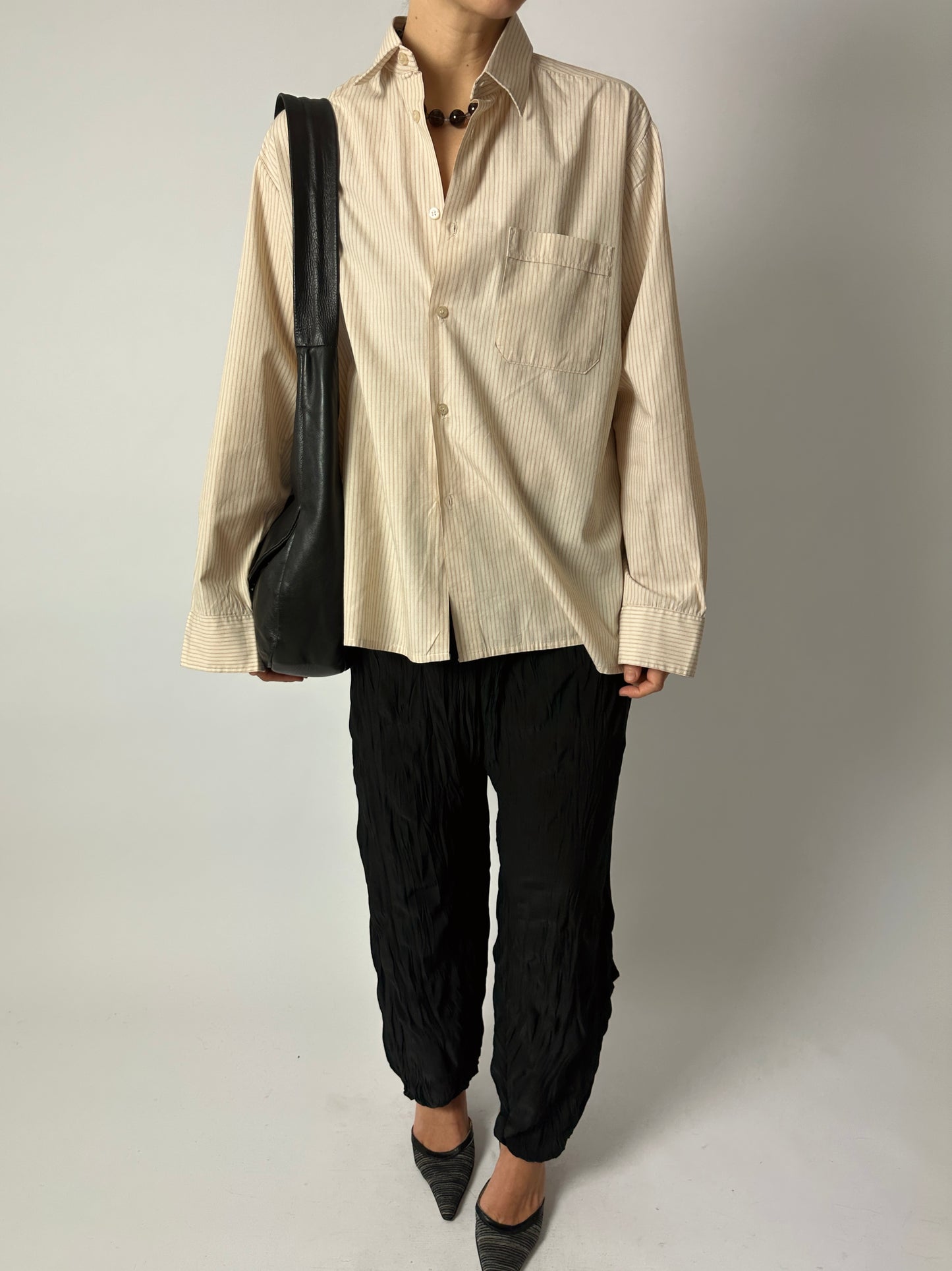 Relaxed striped shirt | Ecru