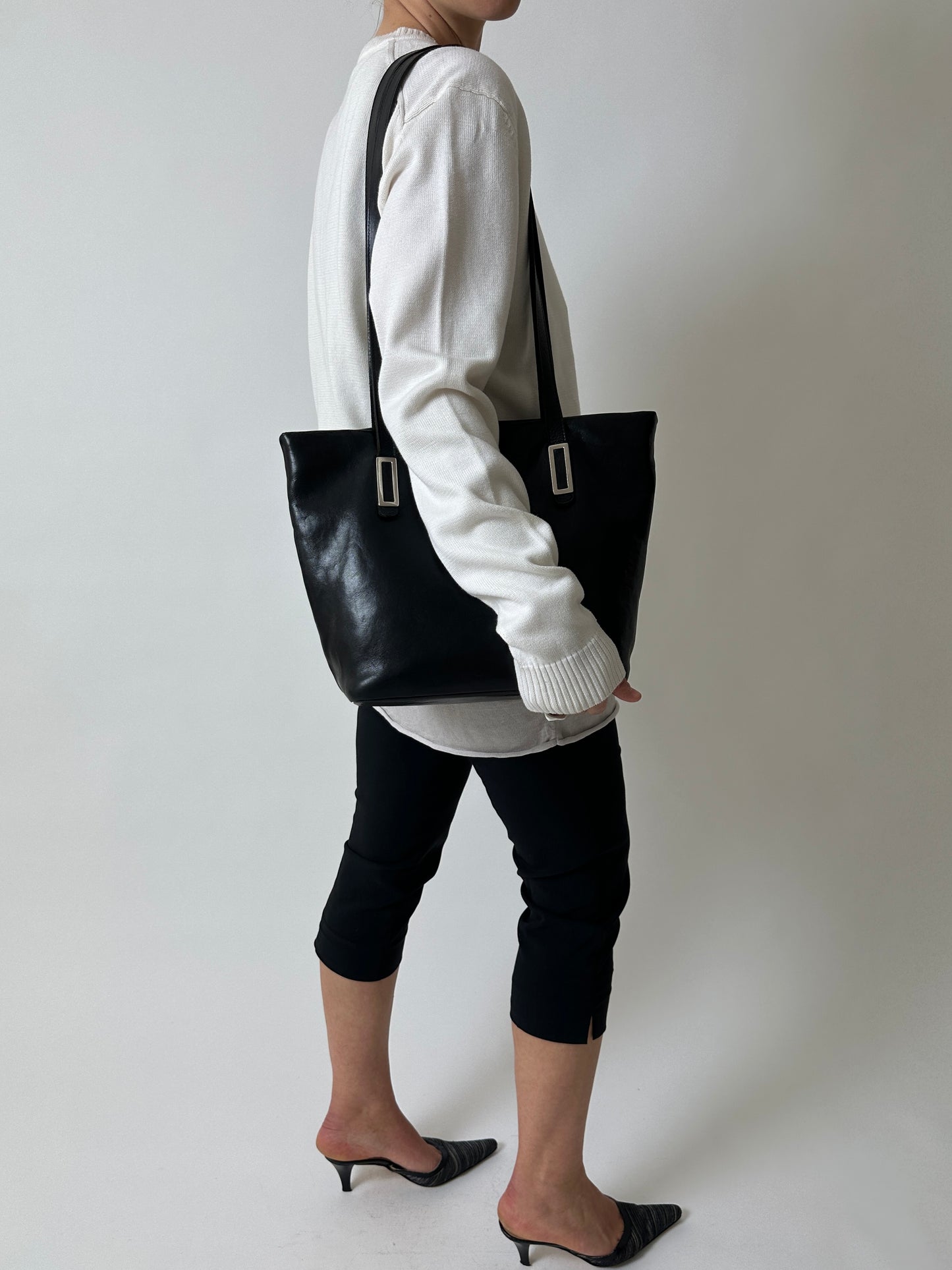 Leather tote bag | Black