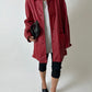 Long leather coat | Bright red