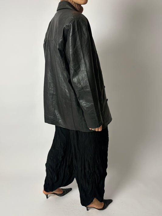 Leather minimal jacket | Black