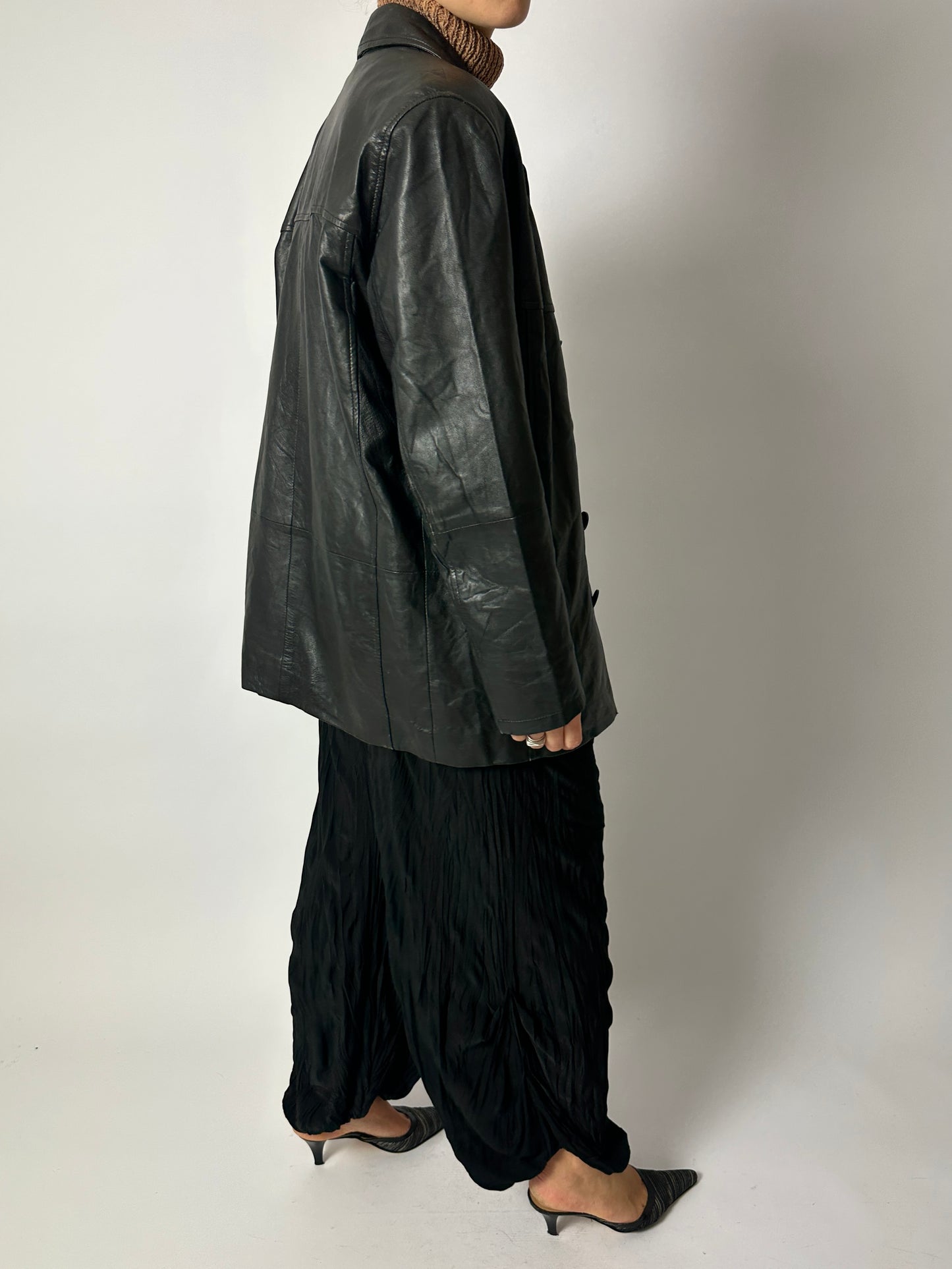 Leather minimal jacket | Black