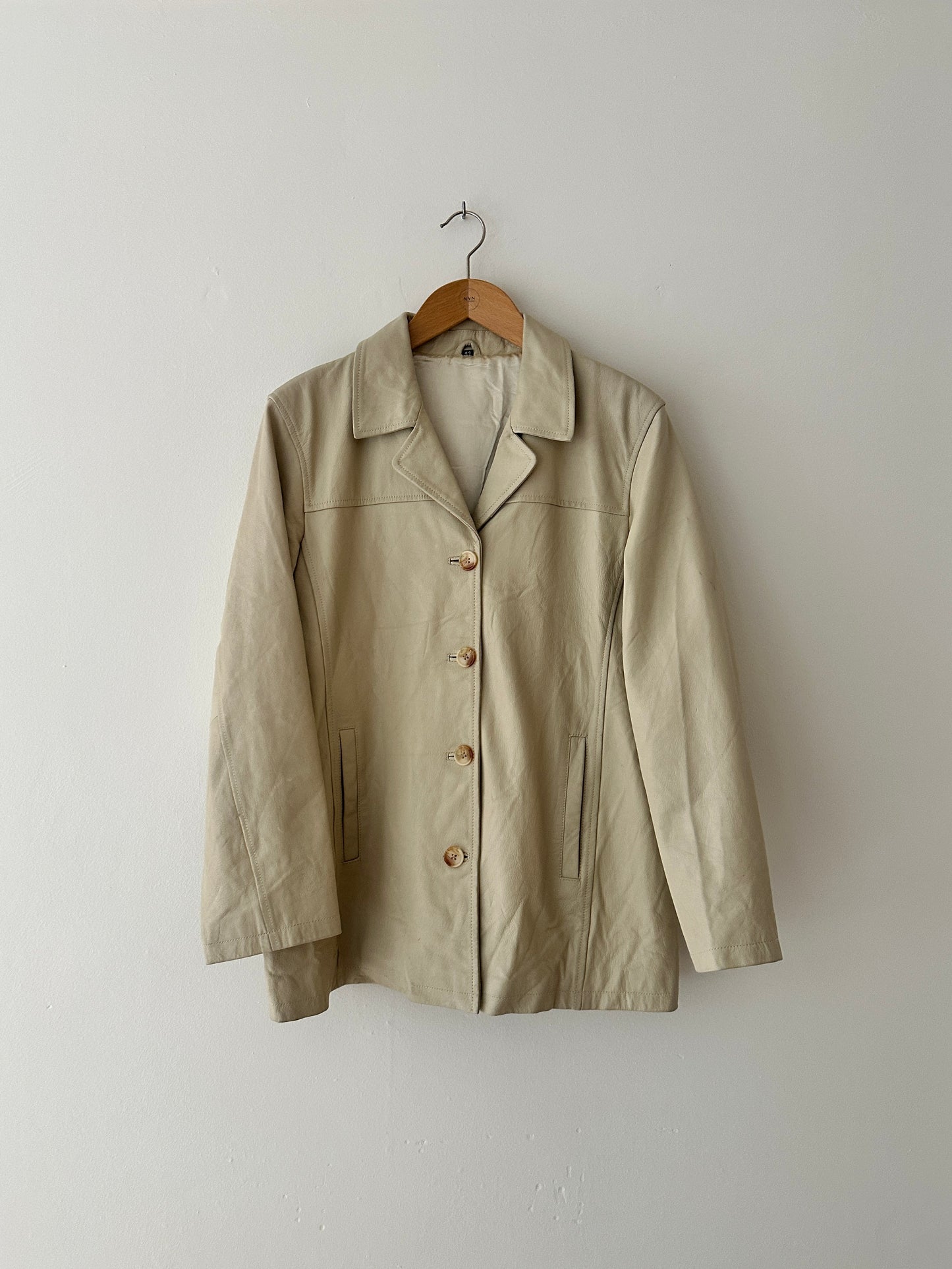Minimal leather jacket | Soft ecru