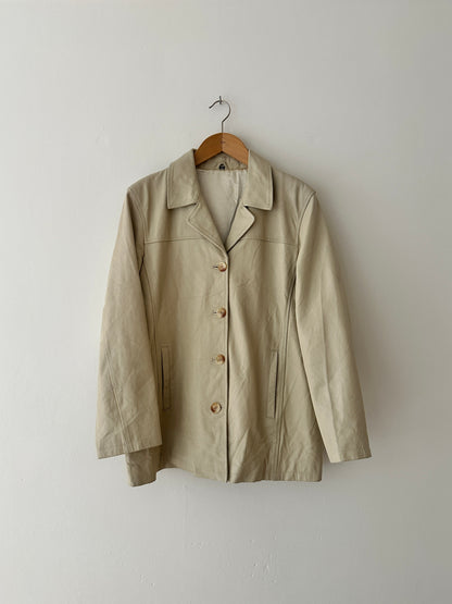 Minimal leather jacket | Soft ecru