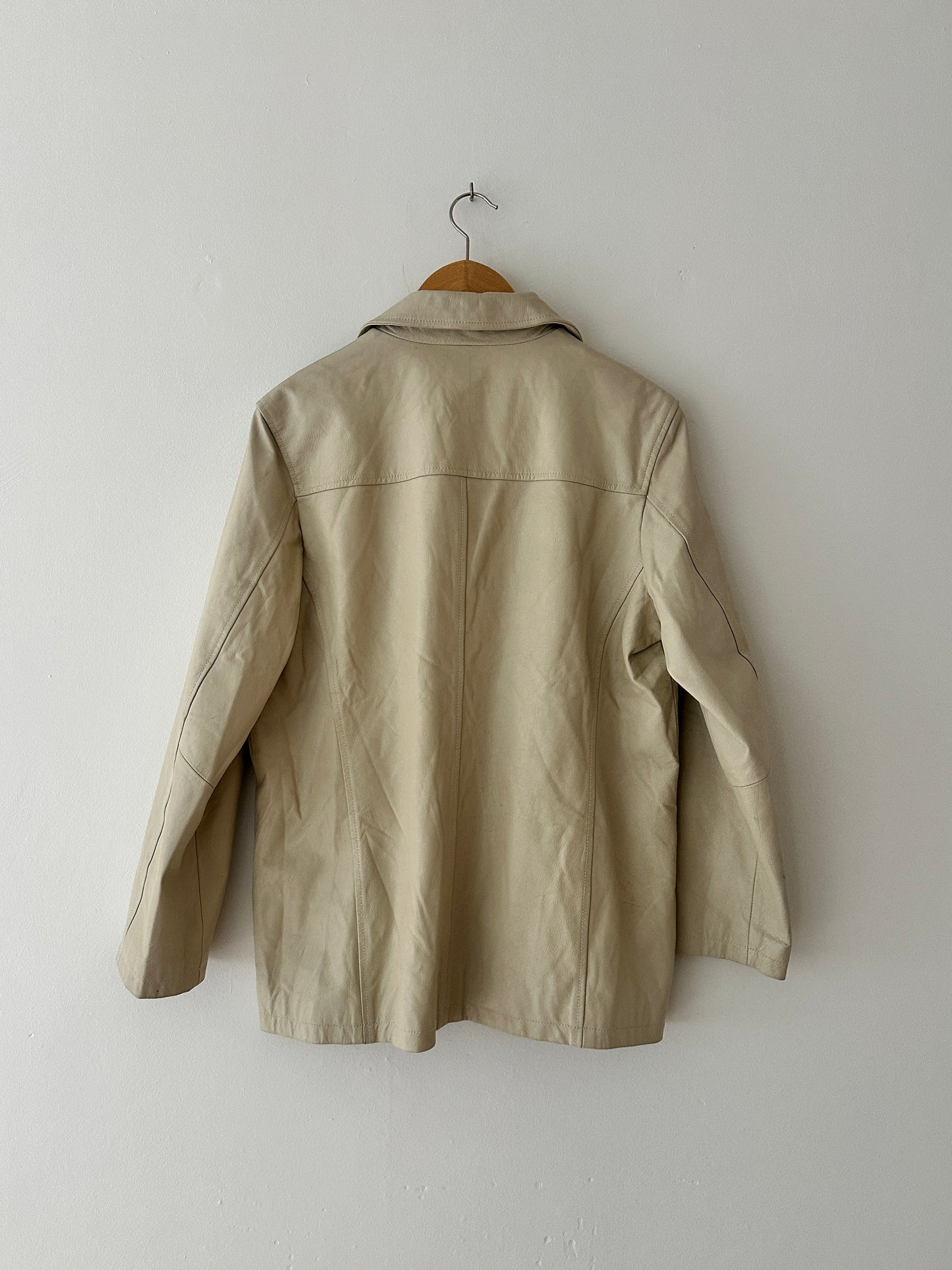 Minimal leather jacket | Soft ecru