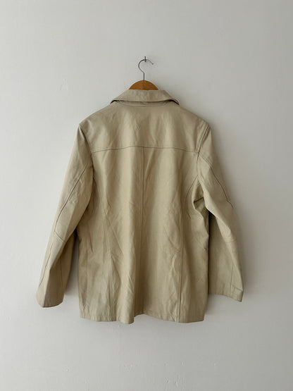 Minimal leather jacket | Soft ecru