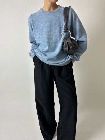 Wool v-neck jumper | Light blue