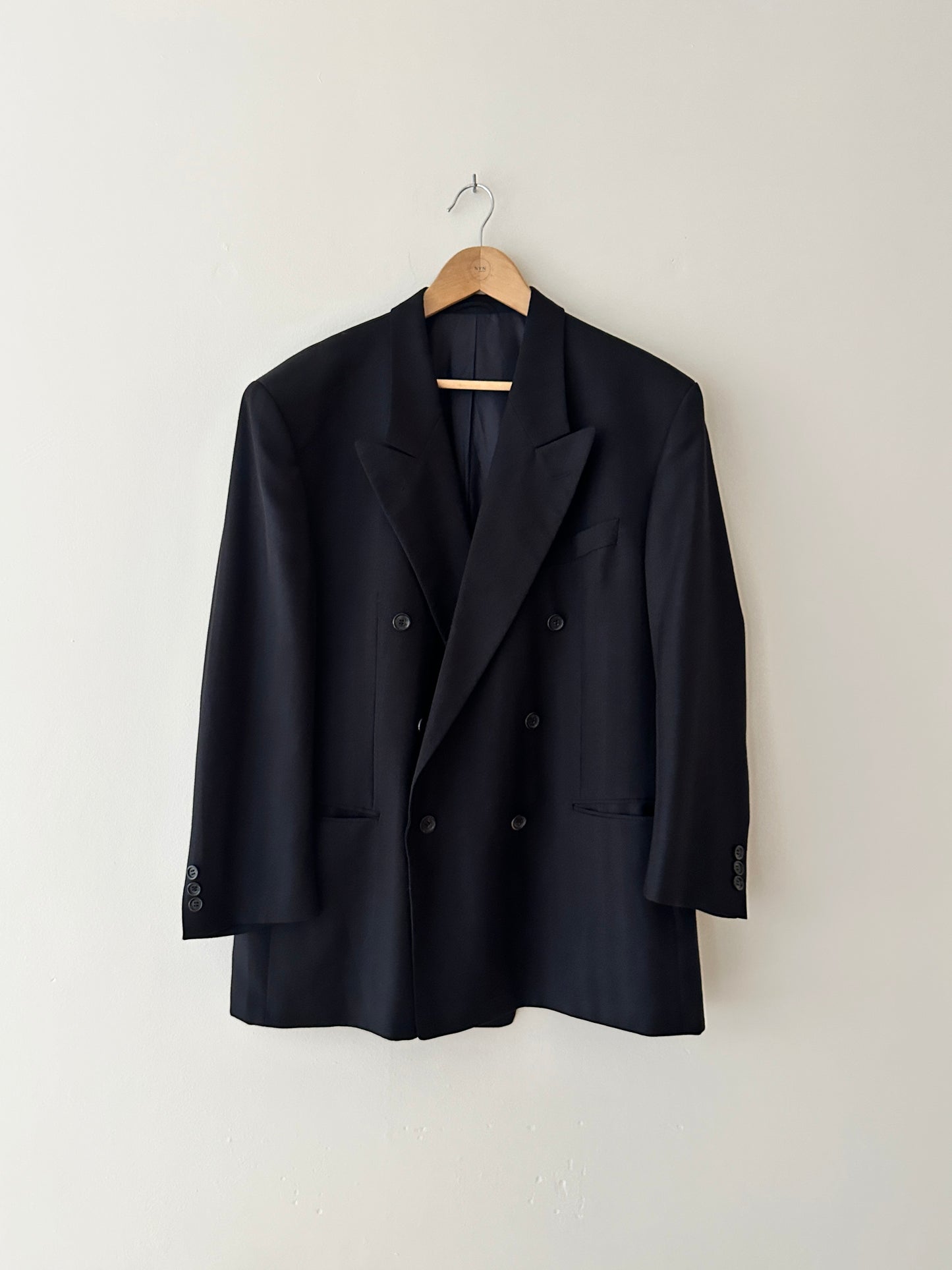 Double-breasted striped blazer | Black