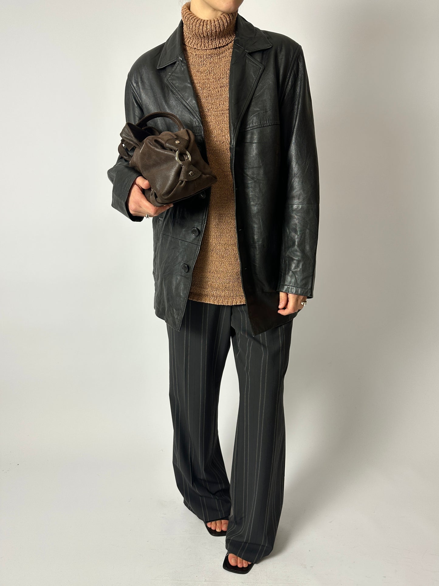 Leather minimal jacket | Black