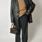 Leather minimal jacket | Black
