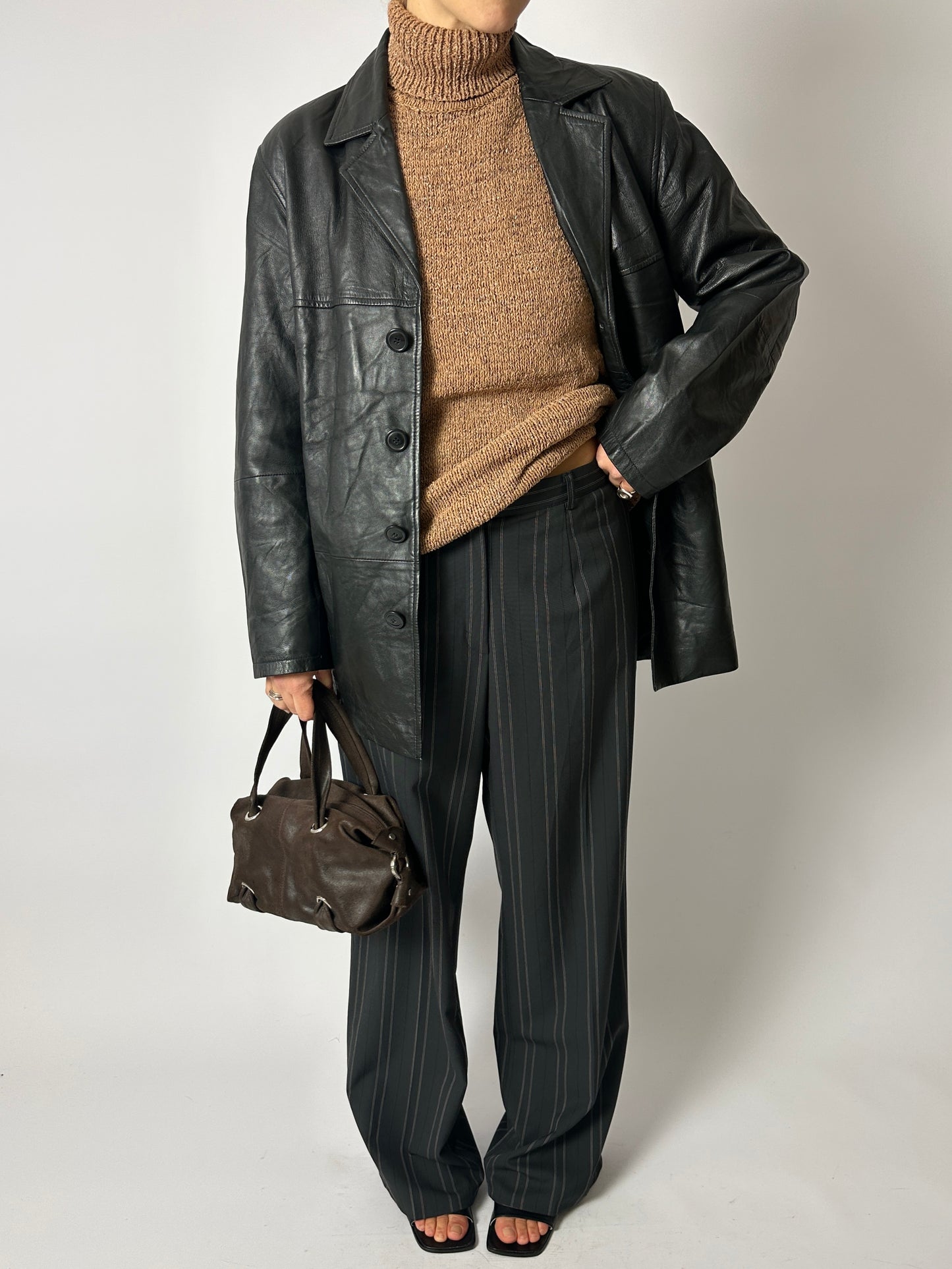 Leather minimal jacket | Black