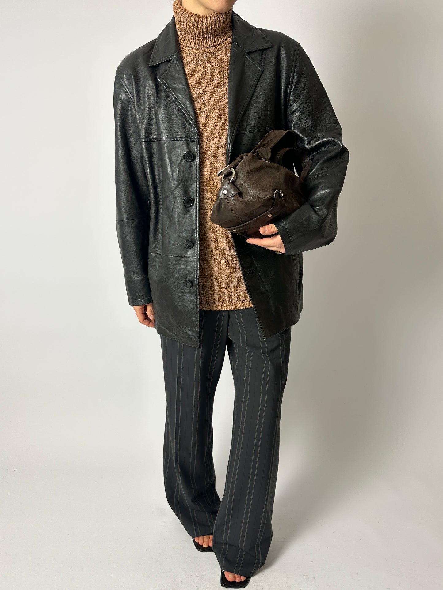 Leather minimal jacket | Black