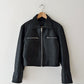 Leather zip cropped jacket | Black