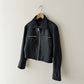 Leather zip cropped jacket | Black