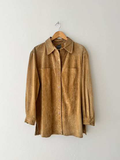 Suede shirt jacket | Camel beige