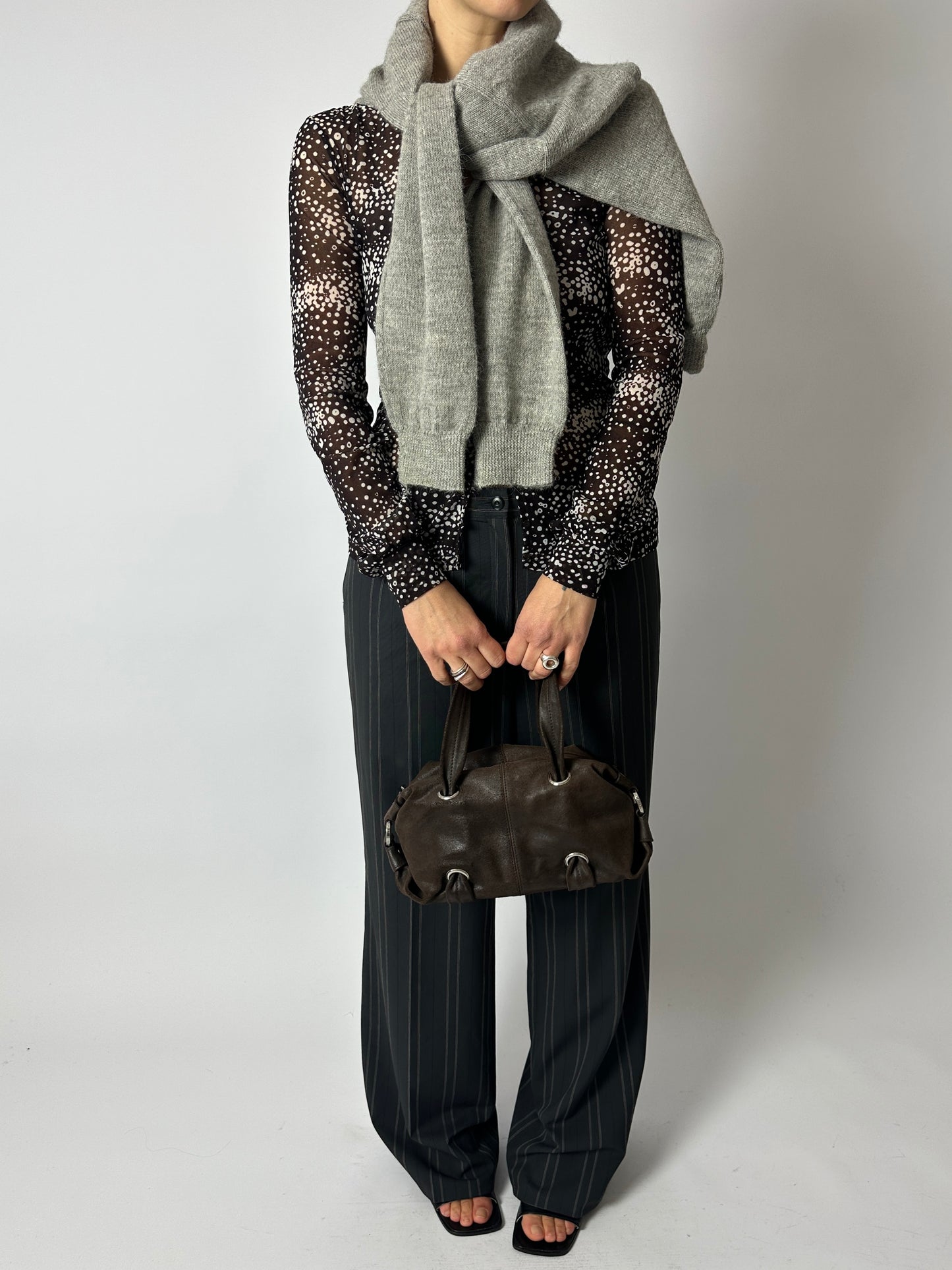 Leather hand bag | Dark brown