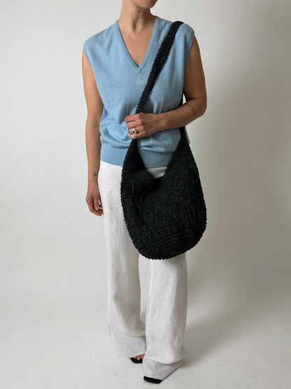 Raffia summer bag | Black