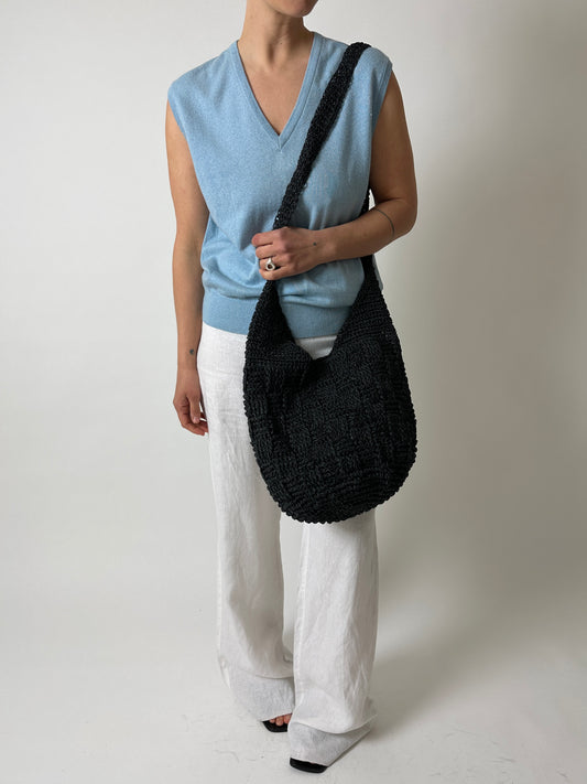 Raffia summer bag | Black