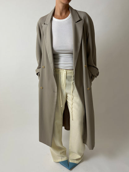 Long double-breasted coat | Beige