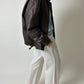 Leather bomber jacket | Dark brown