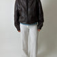 Leather bomber jacket | Dark brown