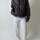 Leather bomber jacket | Dark brown
