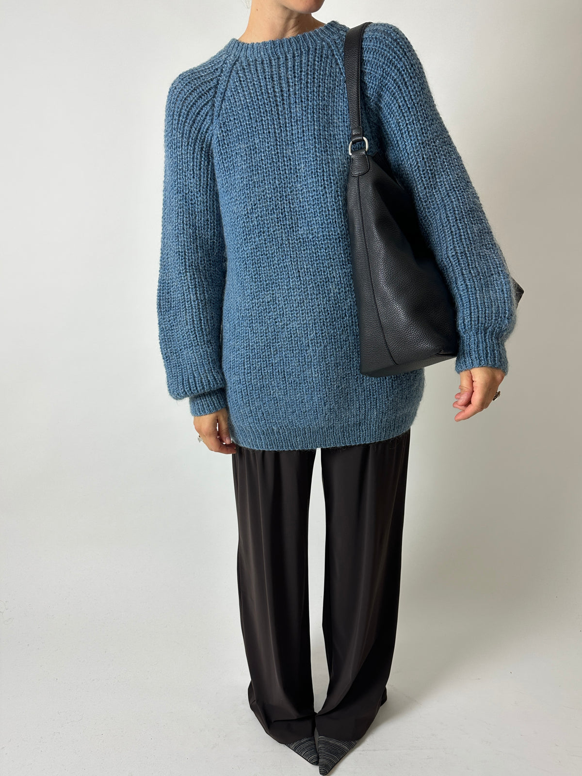 Chunky wool sweater | Steel blue