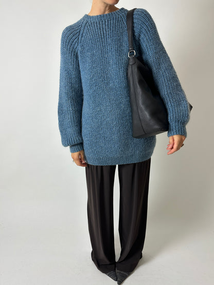 Chunky wool sweater | Steel blue