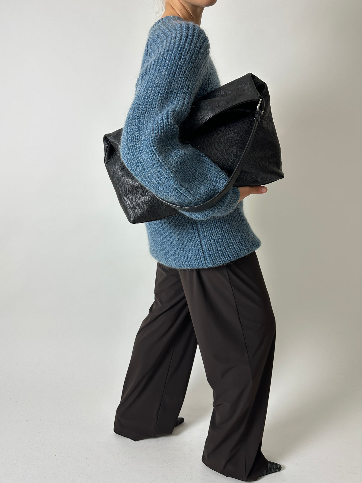 Chunky wool sweater | Steel blue