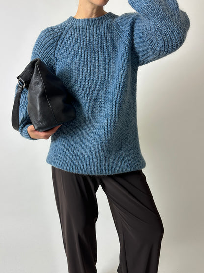 Chunky wool sweater | Steel blue