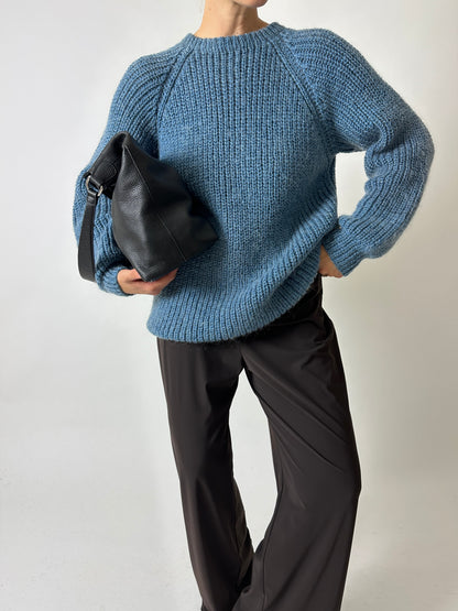 Chunky wool sweater | Steel blue