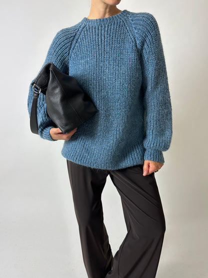 Chunky wool sweater | Steel blue