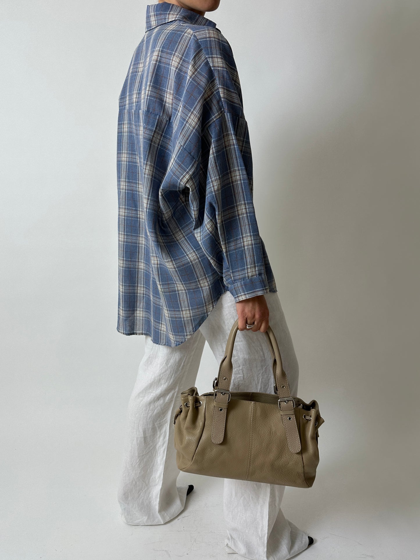 Relaxed checked shirt | Blue / ecru