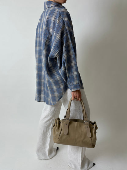 Relaxed checked shirt | Blue / ecru