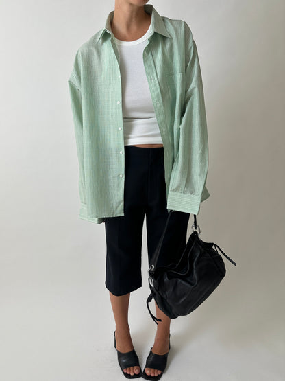 Relaxed fit striped shirt | Green / White